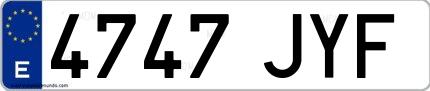 Ejemplo de matrícula española 4747 JYF