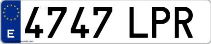 Ejemplo de matrícula española 4747 LPR