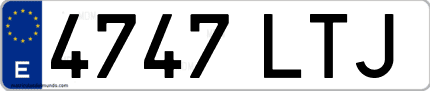 Ejemplo de matrícula de coche ordinaria 4747 LTJ