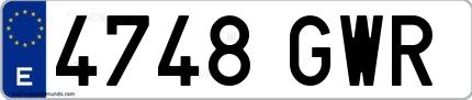 Ejemplo de matrícula española 4748 GWR