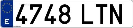 Ejemplo de matrícula española 4748 LTN