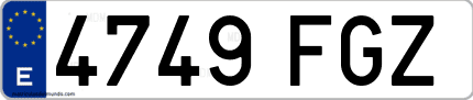 Ejemplo de matrícula de coche ordinaria 4749 FGZ