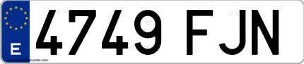 Ejemplo de matrícula de coche ordinaria 4749 FJN