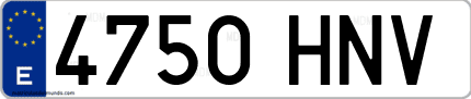 Ejemplo de matrícula de coche ordinaria 4750 HNV