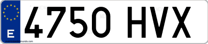 Ejemplo de matrícula de coche ordinaria 4750 HVX