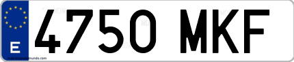 Ejemplo de matrícula de coche ordinaria 4750 MKF
