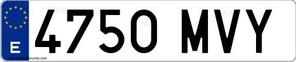 Ejemplo de matrícula española 4750 MVY