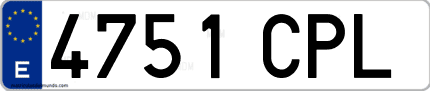 Ejemplo de matrícula de coche ordinaria 4751 CPL