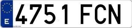 Ejemplo de matrícula española 4751 FCN
