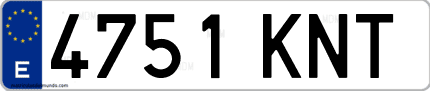 Ejemplo de matrícula de coche ordinaria 4751 KNT
