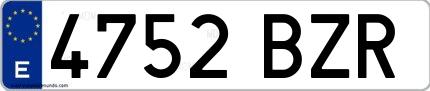 Ejemplo de matrícula española 4752 BZR