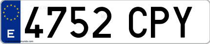 Ejemplo de matrícula de coche ordinaria 4752 CPY