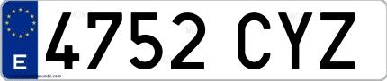 Ejemplo de matrícula española 4752 CYZ