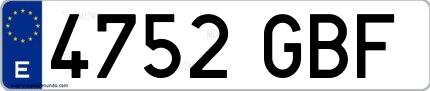 Ejemplo de matrícula española 4752 GBF