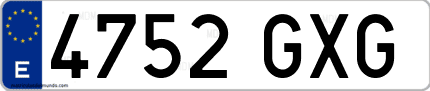 Ejemplo de matrícula de coche ordinaria 4752 GXG
