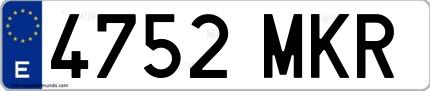 Ejemplo de matrícula española 4752 MKR