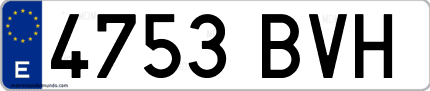 Ejemplo de matrícula de coche ordinaria 4753 BVH