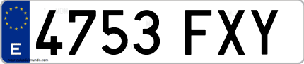 Ejemplo de matrícula de coche ordinaria 4753 FXY