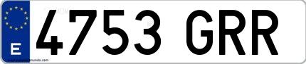 Ejemplo de matrícula española 4753 GRR