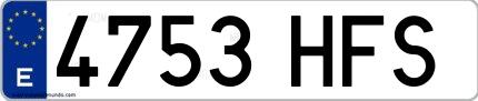 Ejemplo de matrícula española 4753 HFS