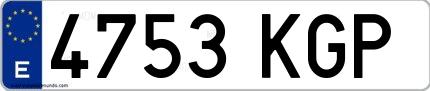 Ejemplo de matrícula española 4753 KGP