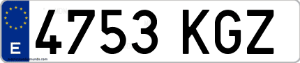 Ejemplo de matrícula de coche ordinaria 4753 KGZ