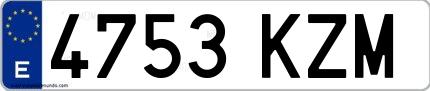 Ejemplo de matrícula española 4753 KZM