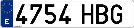 Ejemplo de matrícula española 4754 HBG