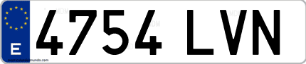 Ejemplo de matrícula de coche ordinaria 4754 LVN