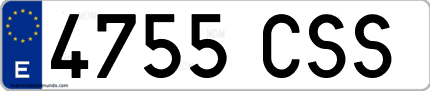 Ejemplo de matrícula de coche ordinaria 4755 CSS