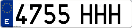 Ejemplo de matrícula de coche ordinaria 4755 HHH