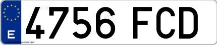 Ejemplo de matrícula española 4756 FCD