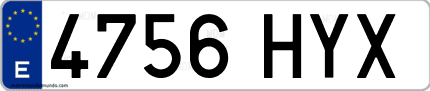 Ejemplo de matrícula de coche ordinaria 4756 HYX