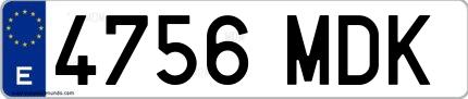 Ejemplo de matrícula española 4756 MDK