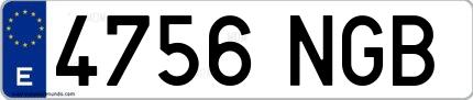 Ejemplo de matrícula española 4756 NGB
