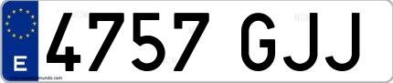 Ejemplo de matrícula española 4757 GJJ