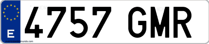 Ejemplo de matrícula de coche ordinaria 4757 GMR