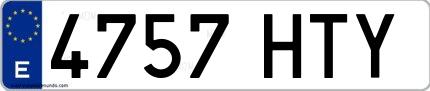 Ejemplo de matrícula española 4757 HTY