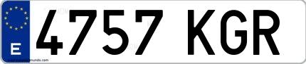 Ejemplo de matrícula española 4757 KGR