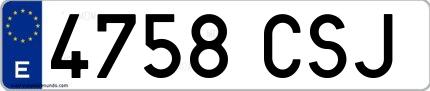 Ejemplo de matrícula española 4758 CSJ