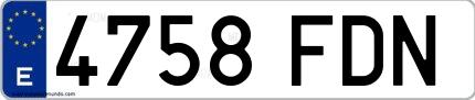 Ejemplo de matrícula española 4758 FDN