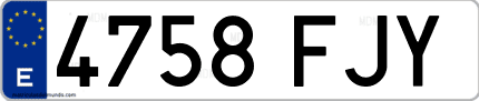Ejemplo de matrícula de coche ordinaria 4758 FJY
