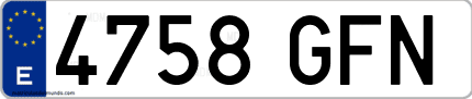 Ejemplo de matrícula de coche ordinaria 4758 GFN