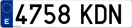 Ejemplo de matrícula de coche ordinaria 4758 KDN