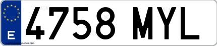Ejemplo de matrícula española 4758 MYL