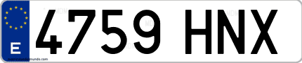 Ejemplo de matrícula de coche ordinaria 4759 HNX