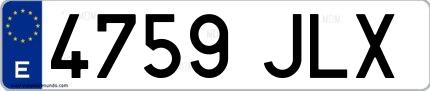 Ejemplo de matrícula española 4759 JLX