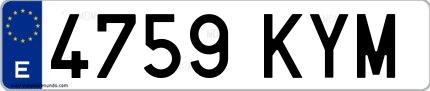Ejemplo de matrícula española 4759 KYM