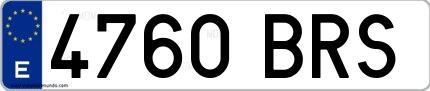 Ejemplo de matrícula española 4760 BRS