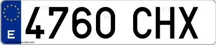 Ejemplo de matrícula española 4760 CHX